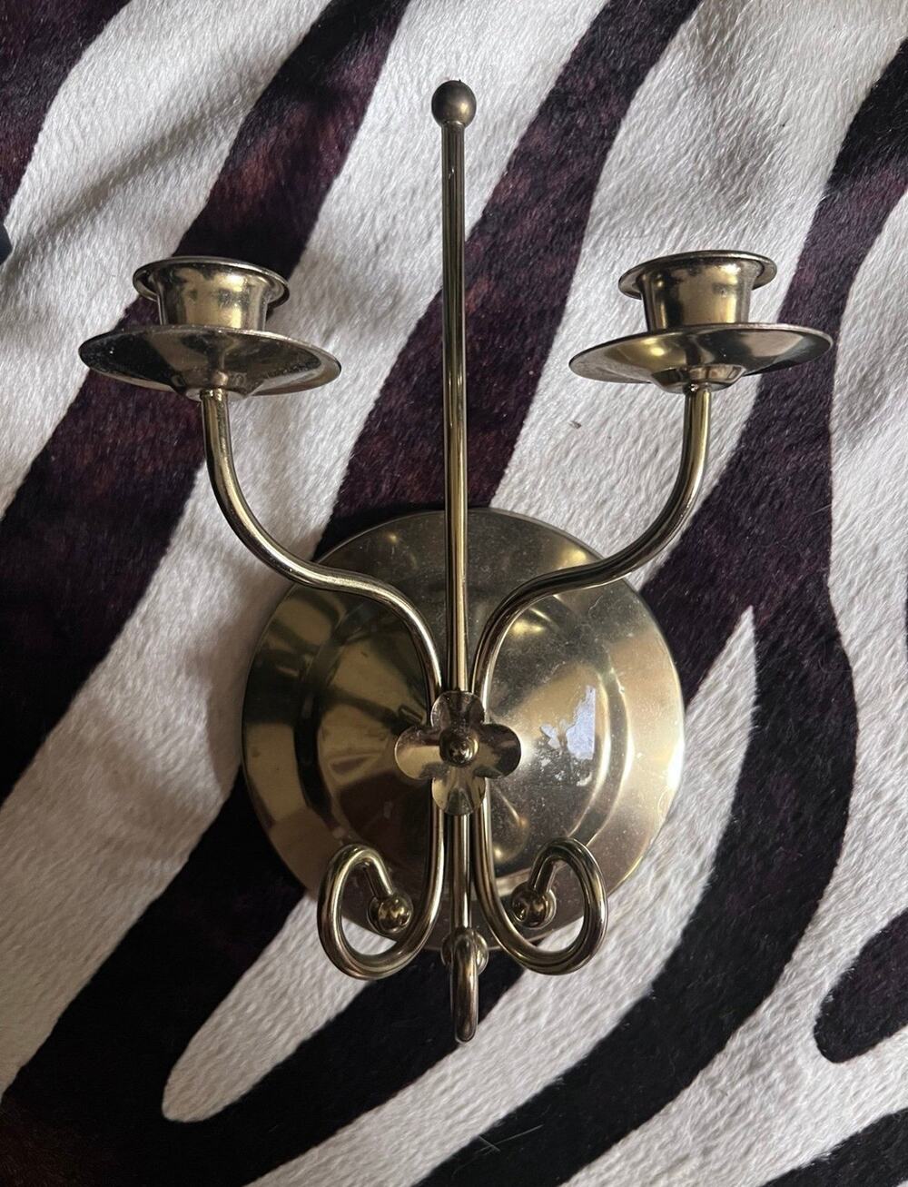 Brass Double Candle Wall Sconce Taper Candelabra Holder Decor